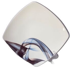 MIKASA Kya Square Dinner Plate White Smokey Gray Purple Blue 10.5 inches